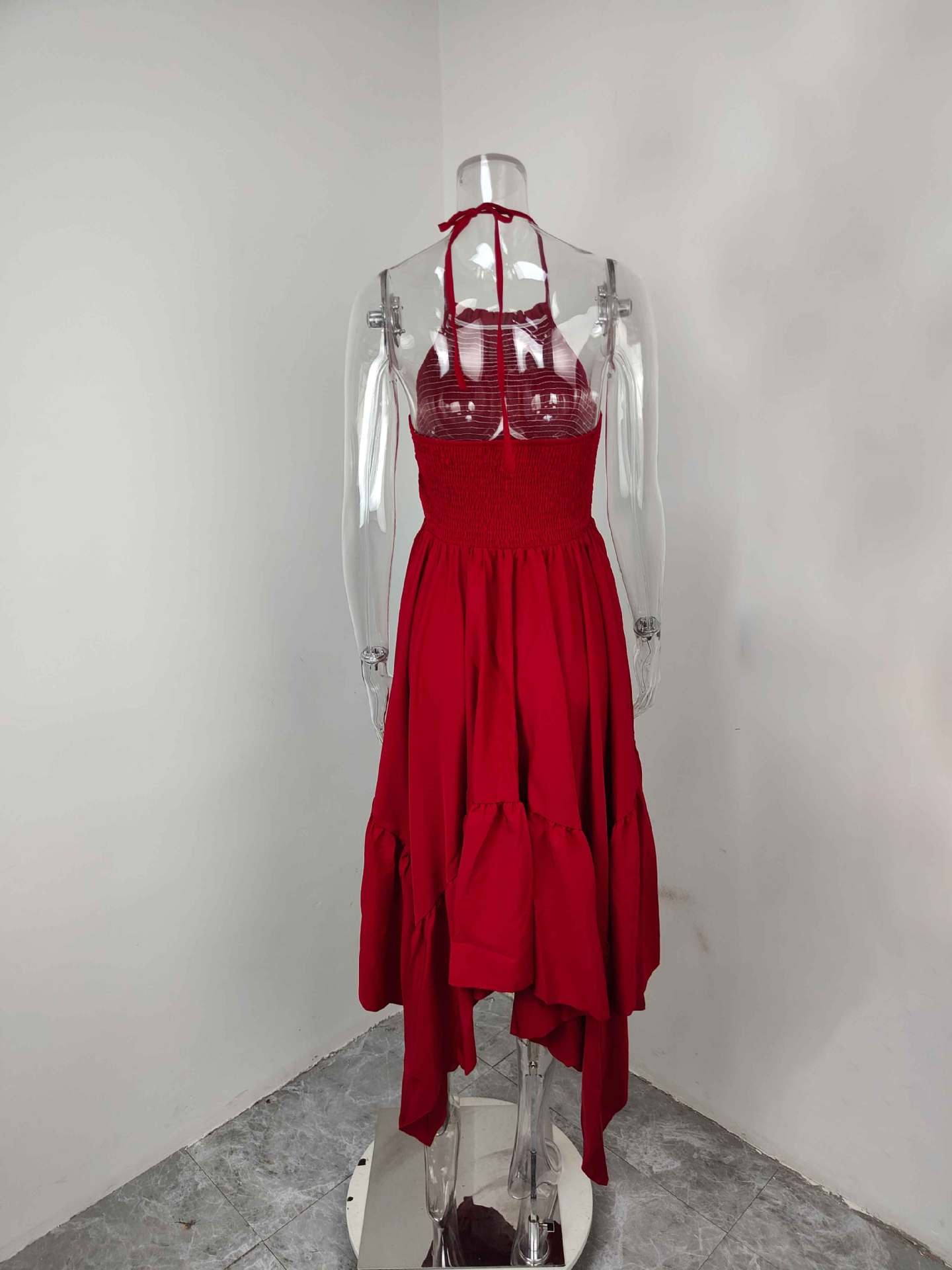 Elegant ärmlös utställd damklänning för plus size storlekar_voghion.com