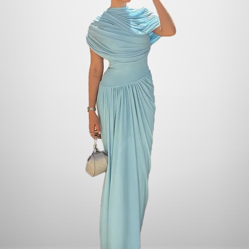 Elegantes Damen Maxikleid Mit Taillierung Und Raffung_voghion.com