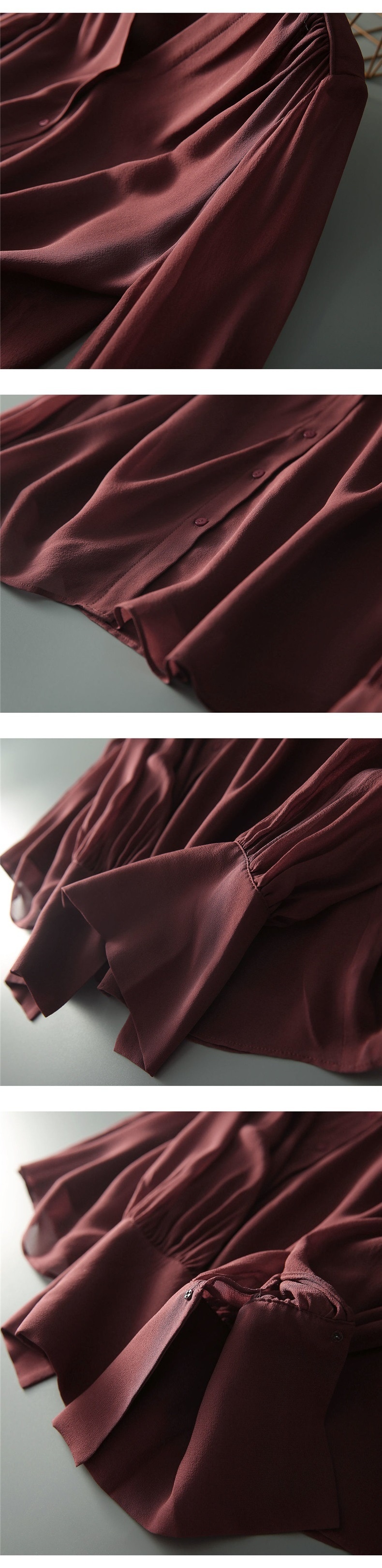 Elegant V-neck Chiffon Blouse For Women Plus Size Spring Autumn_voghion.com