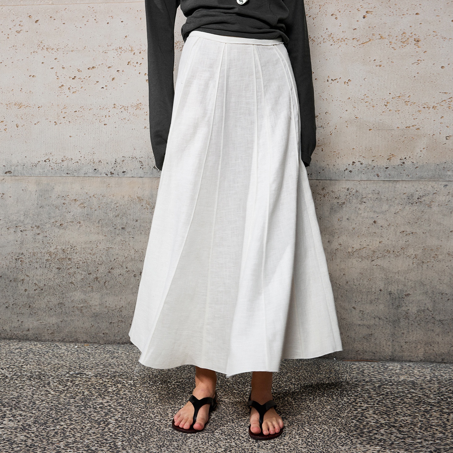 Old Money Ramie Cotton High-Waisted A-Line For Women, Spring/Summer Three-Dimensional Patchwork Fishtail Skirt, Elegant_voghion.com