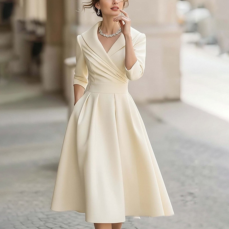 Elegant formell plus size damklänning midjeformad långärmad_voghion.com