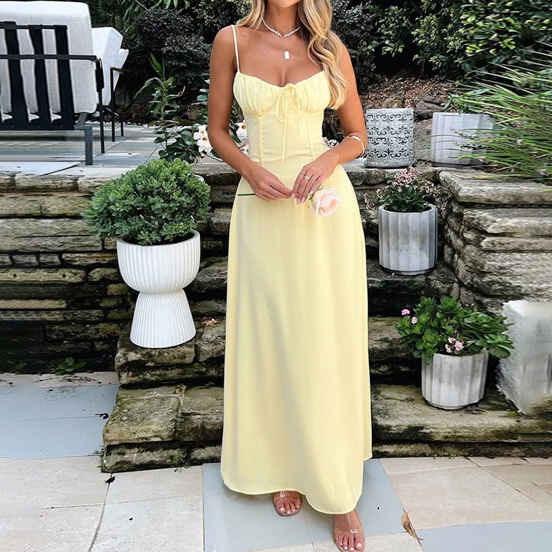 Damen A-linien Trägerkleid Mit Bindegürtel Für Große Größen_voghion.com