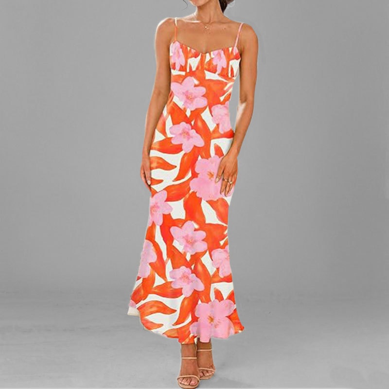Elegant Women's Bodycon Dress Printed Strap Style For Summer_voghion.com
