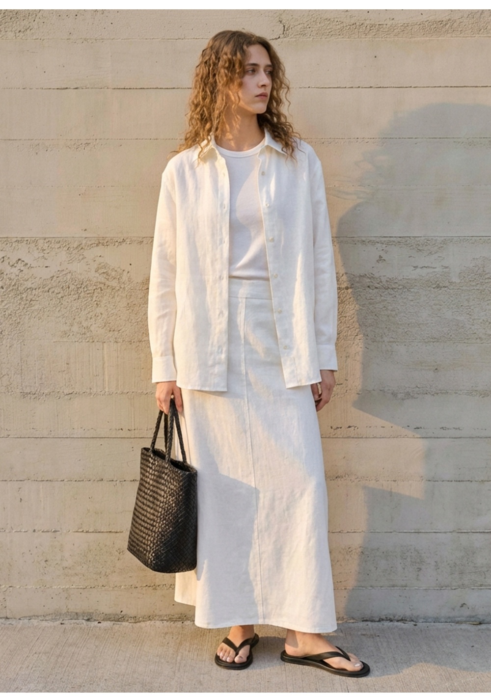 Camicia donna stile francese in puro cotone bianco maniche lunghe_voghion.com