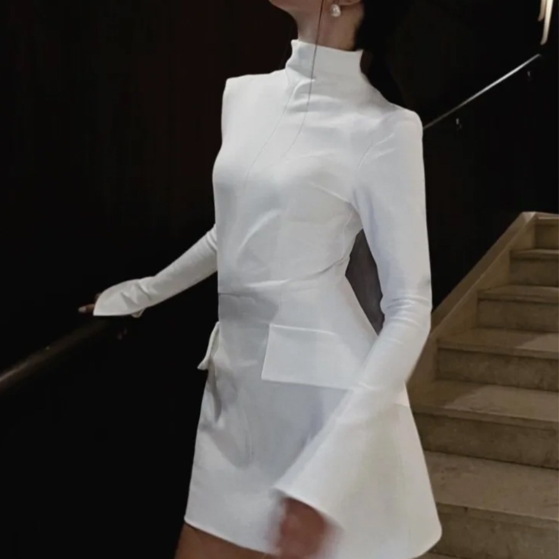 Elegant Bodycon Women's Dress Slim Fit Solid Colour Long Style_voghion.com