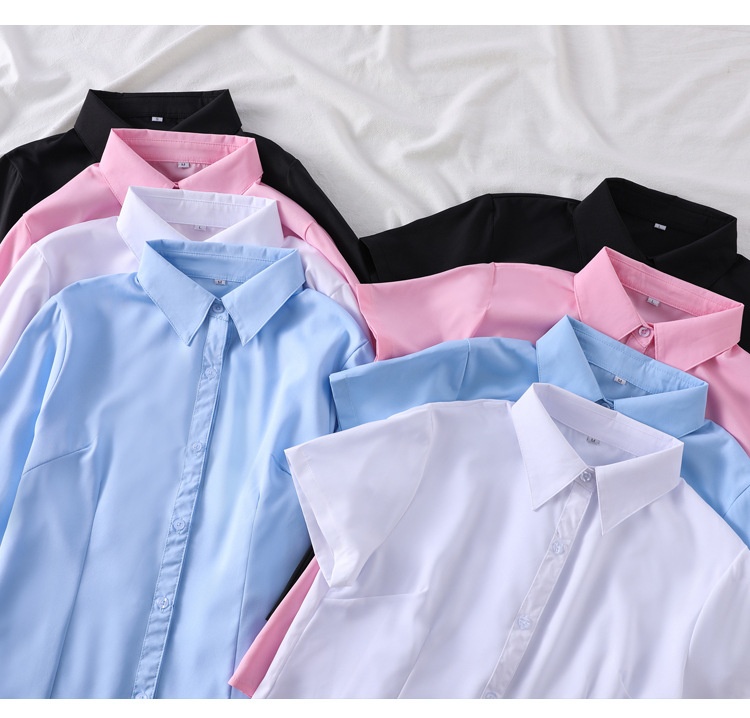 Camicia bianca donna maniche corte blusa slim fit ufficio_voghion.com
