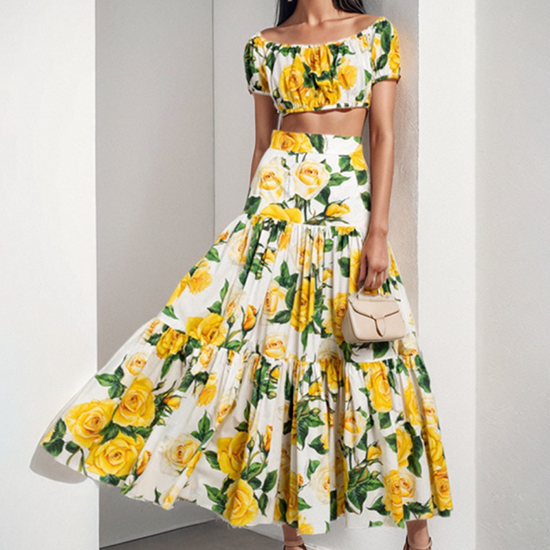 Conjunto de moda de primavera 2026: elegante y sexy falda plisada estampada para mujer, estilo europeo y americano._voghion.com