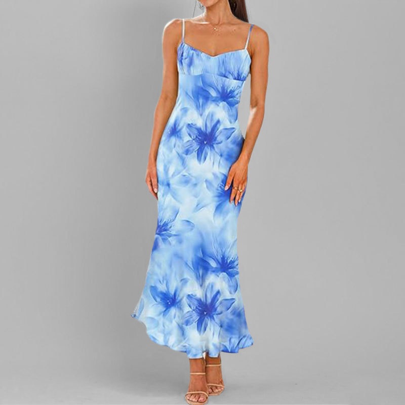 Elegant Women's Bodycon Dress Printed Strap Style For Summer_voghion.com
