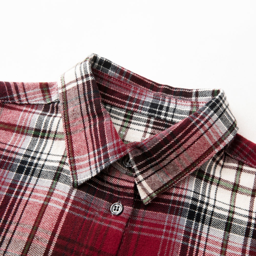 Camicia a maniche lunghe con colletto in flanella, senza stampe, nuova collezione autunno/inverno, in cotone felpato di alta qualità._voghion.com