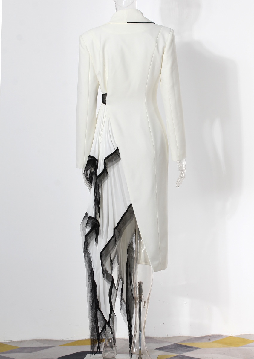 Women's Asymmetric Pleated Blazer Dress For Elegant Spring Style_voghion.com