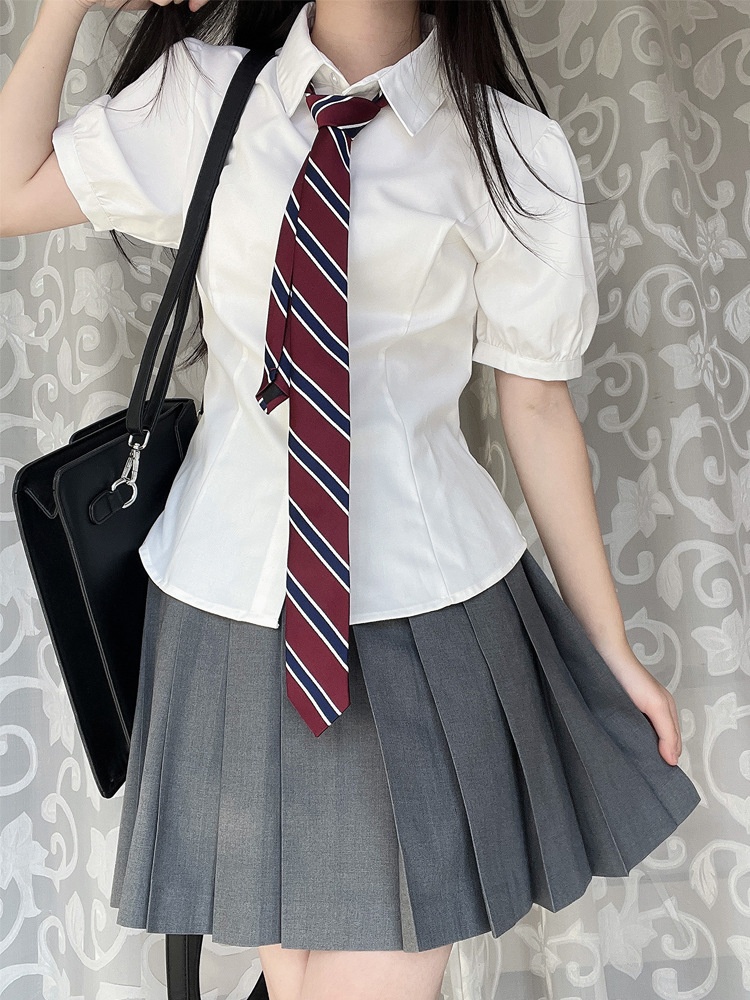 Camicia donna con cravatta stile college maniche lunghe estate_voghion.com