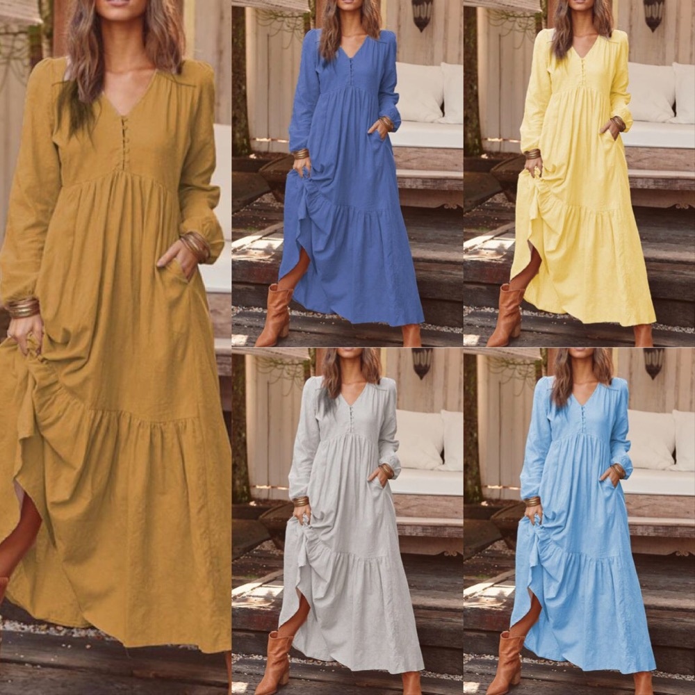 2023 Autumn Winter European And American Foreign Trade Women's Clothing Button Cotton Linen Vintage Casual Long Sleeve_voghion.com