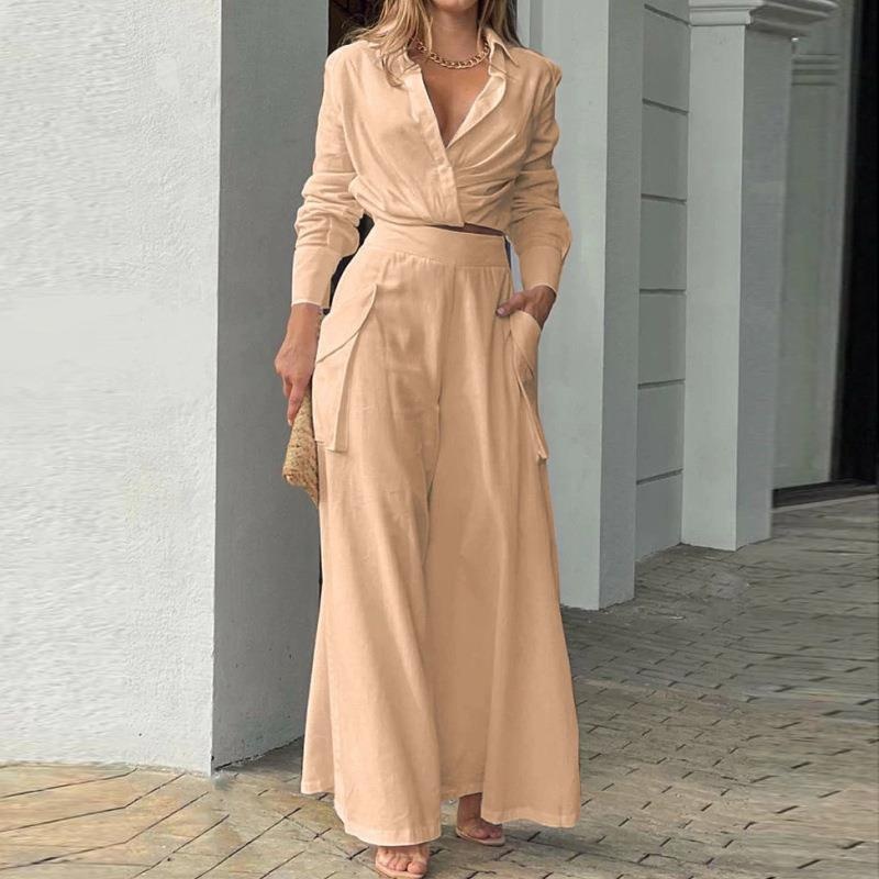 Elegant Women's Clothing Set Solid Colour Loose Commuter Style_voghion.com
