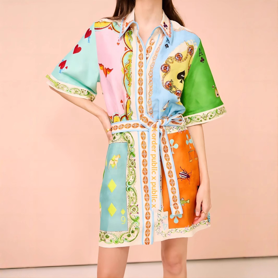 European And American Cross-border 2024 New Independent Site Casual Linen Printed Shirt Cardigan Elegant_voghion.com