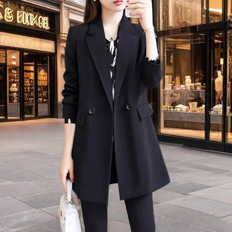 Women's Lightweight Blazer Loose Fit Solid Colour Autumn Jacket_voghion.com