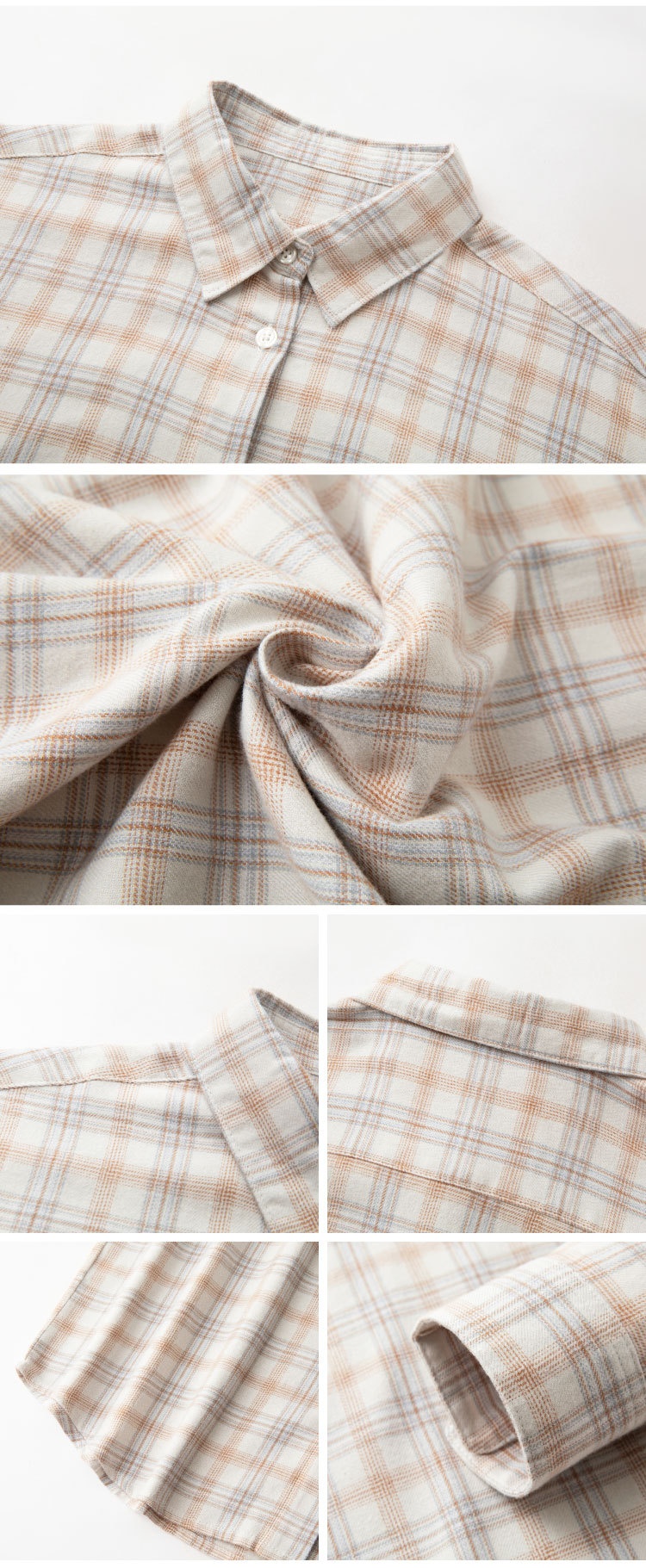 Camicia donna maniche lunghe in flanella cotone autunno_voghion.com