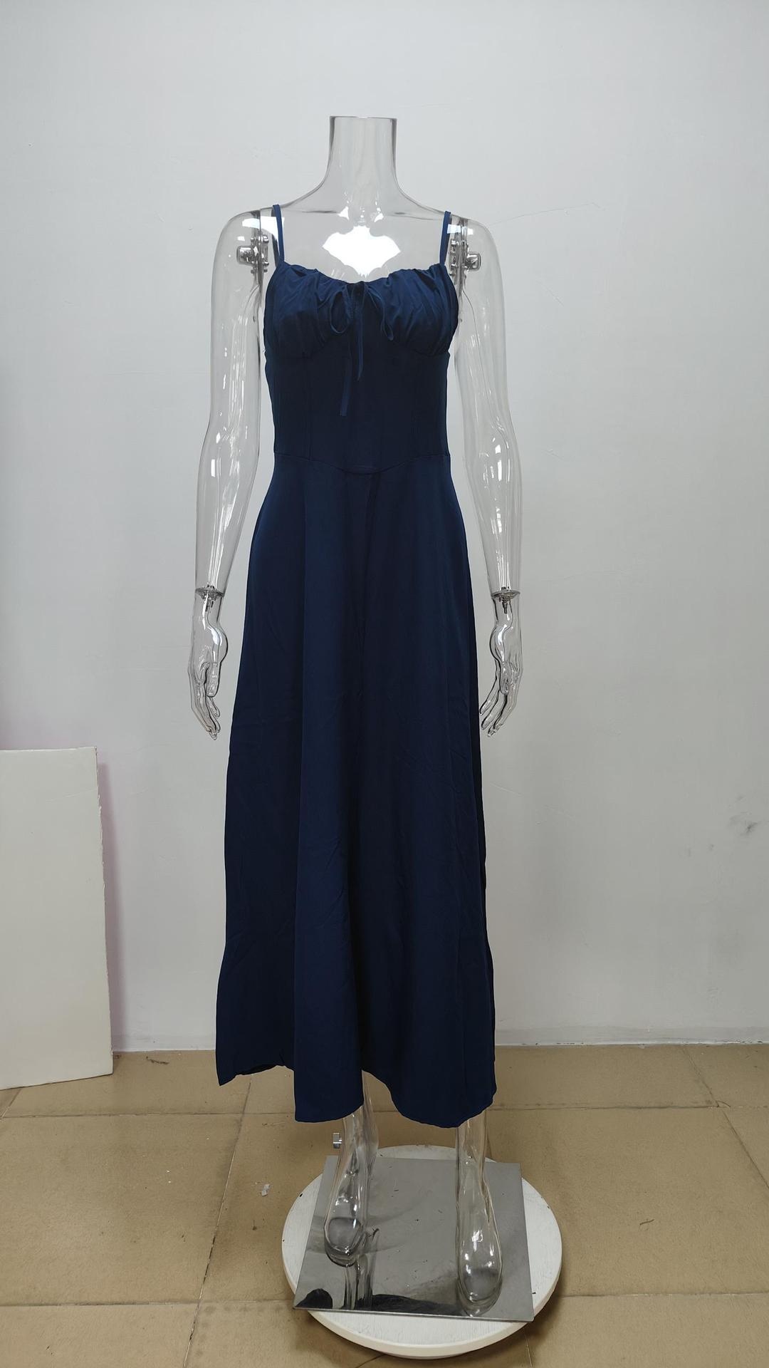 Damen A-linien Trägerkleid Mit Bindegürtel Für Große Größen_voghion.com