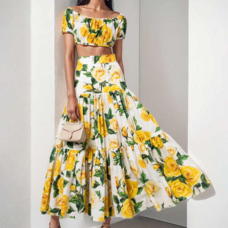 Conjunto de moda de primavera 2026: elegante y sexy falda plisada estampada para mujer, estilo europeo y americano._voghion.com
