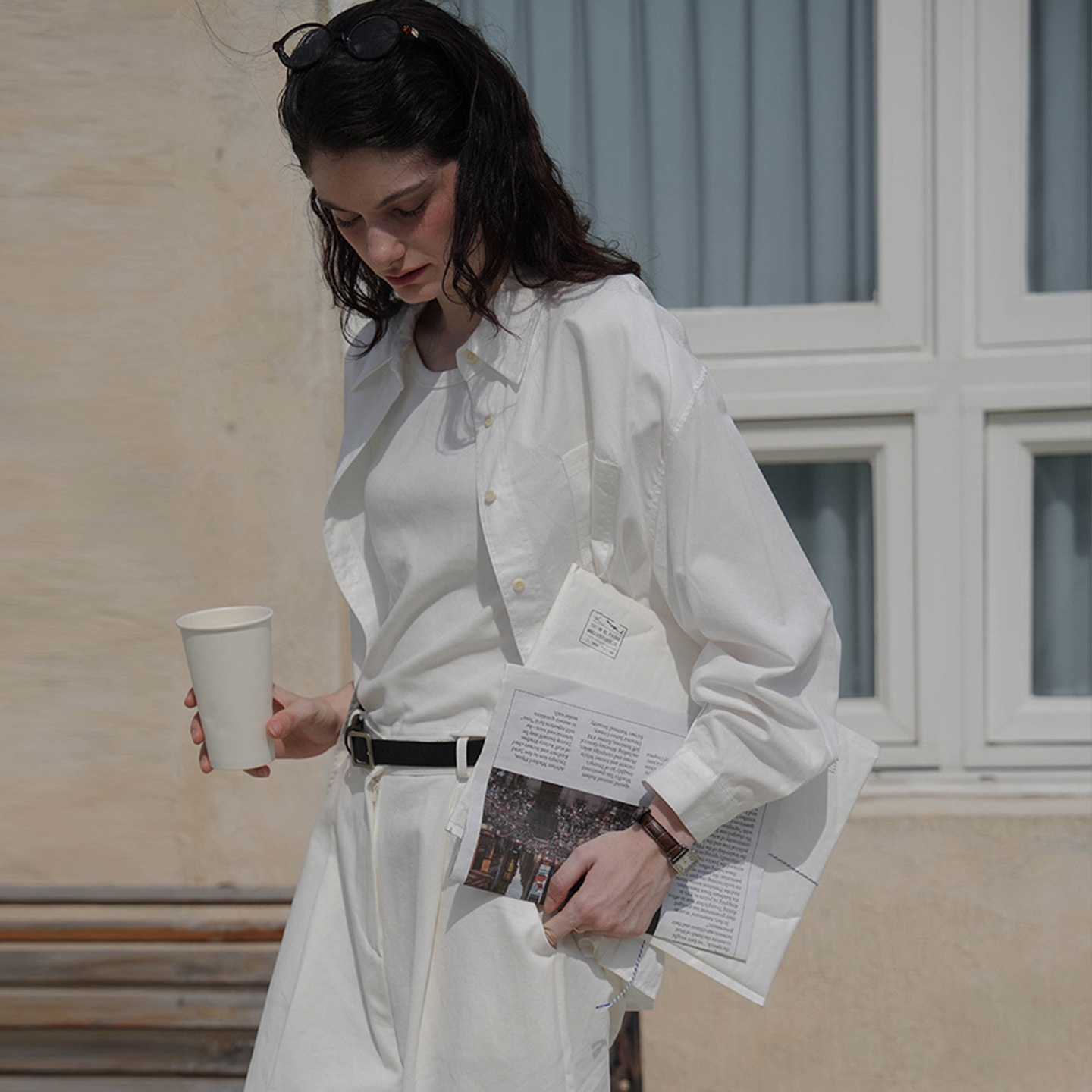 Elegante camicia bianca, 100% cotone, top con colletto per donna, nuova camicia versatile ed elegante in cotone per primavera/estate_voghion.com