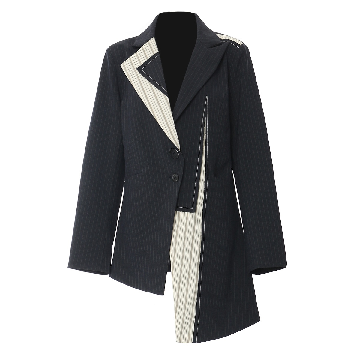 Damska marynarka blazer patchwork color block asymetryczna_voghion.com