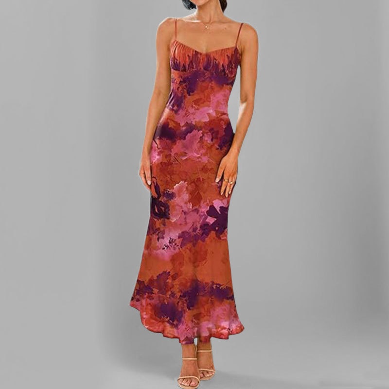 Cross-border 2026 Spring New European And American Women's Fashion Elegant Bodycon Printed Strap Dress 661_voghion.com