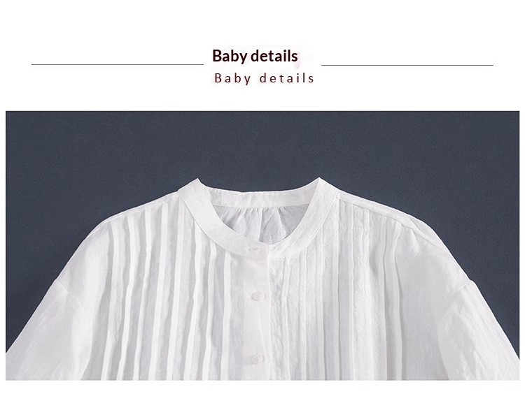 Women's Linen Shirt Dress Pleated Casual Summer Style White_voghion.com
