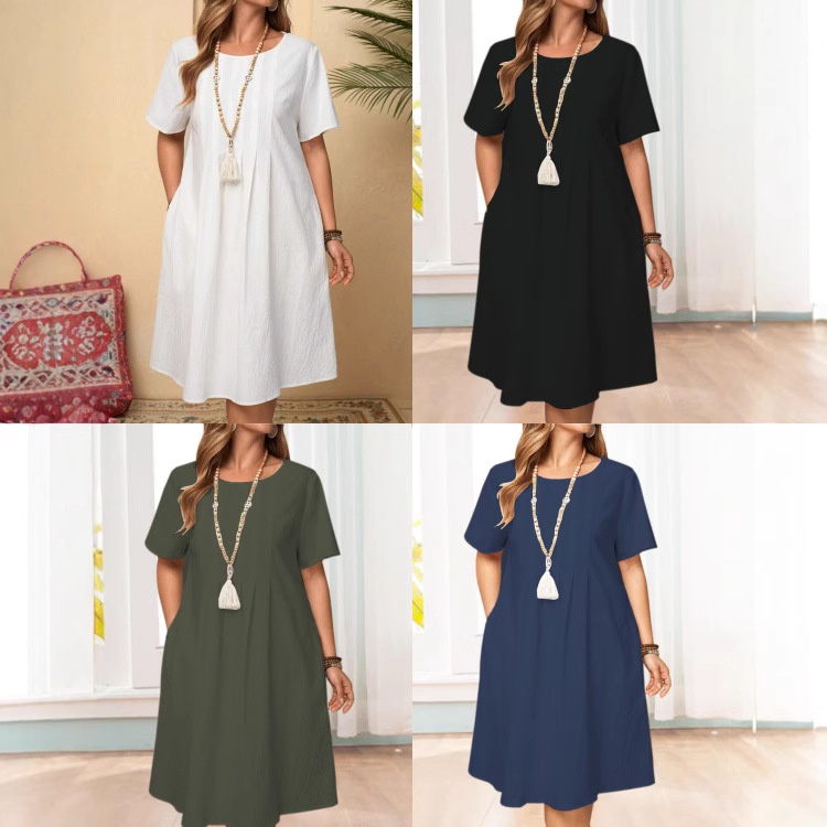 2025 Spring/Summer European And American Cross-Border Independent Station Vintage Loose Pocket Solid Color Round_voghion.com