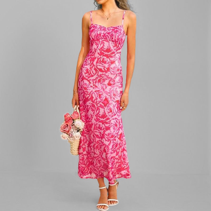 Elegant Women's Bodycon Dress Printed Strap Style For Summer_voghion.com