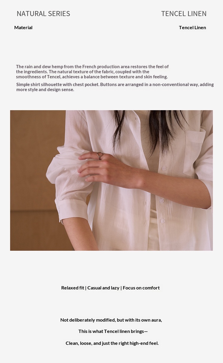 Women's Lyocell Linen Blouse Solid Colour Cardigan Shirt Top_voghion.com