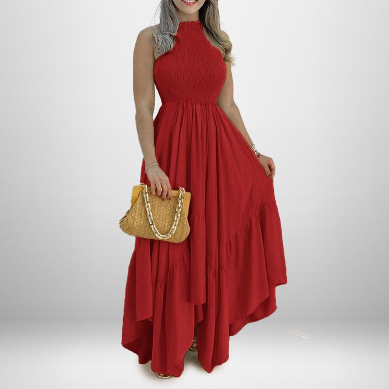 Elegant ärmlös utställd damklänning för plus size storlekar_voghion.com