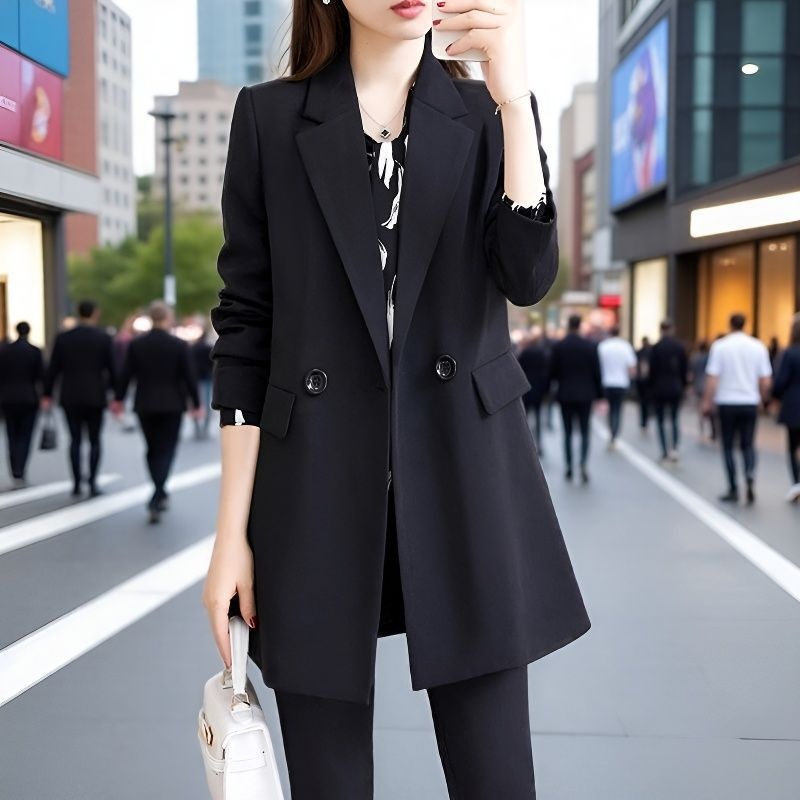 Women's Lightweight Blazer Loose Fit Solid Colour Autumn Jacket_voghion.com