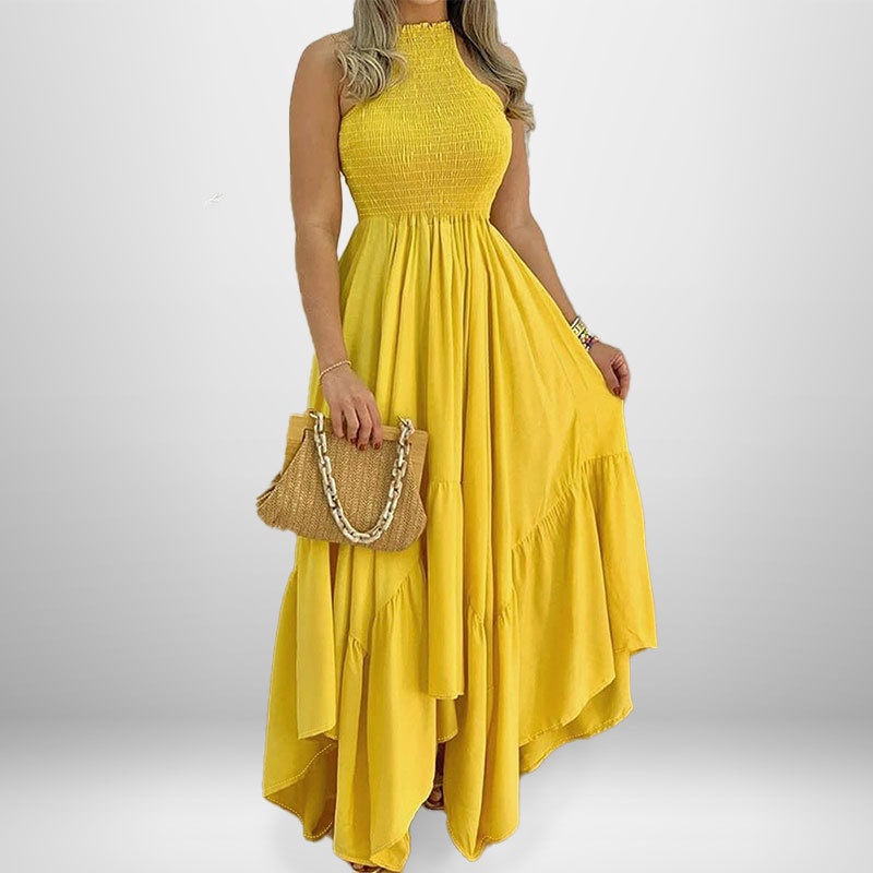 Elegant ärmlös utställd damklänning för plus size storlekar_voghion.com
