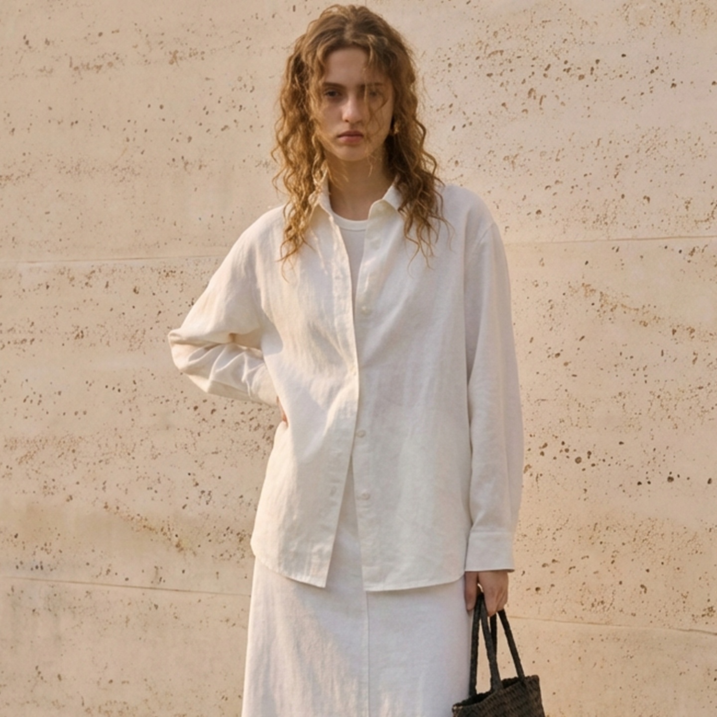 Giacca bianca in puro cotone stile francese con colletto risvoltato, maglia a maniche lunghe da donna, adatta per la primavera e l'autunno._voghion.com