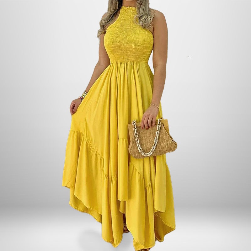 Elegant ärmlös utställd damklänning för plus size storlekar_voghion.com