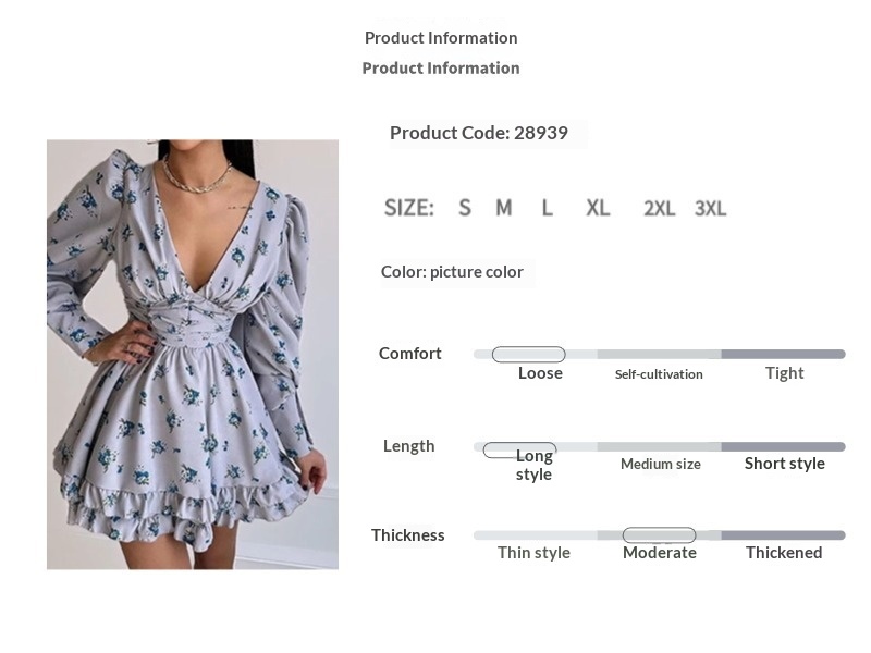 Robe courte plissée imprimée à manches longues et dos nu_voghion.com