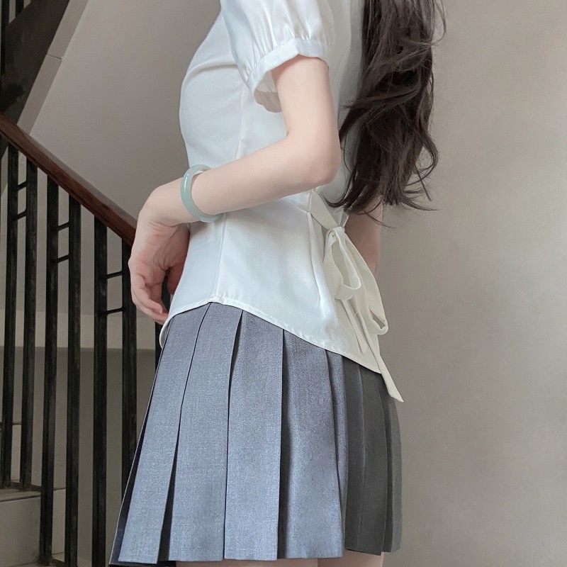 Camicia originale JK con vita stretta, manica lunga manica corta stile college primavera/estate base, versatile per stratificare e_voghion.com