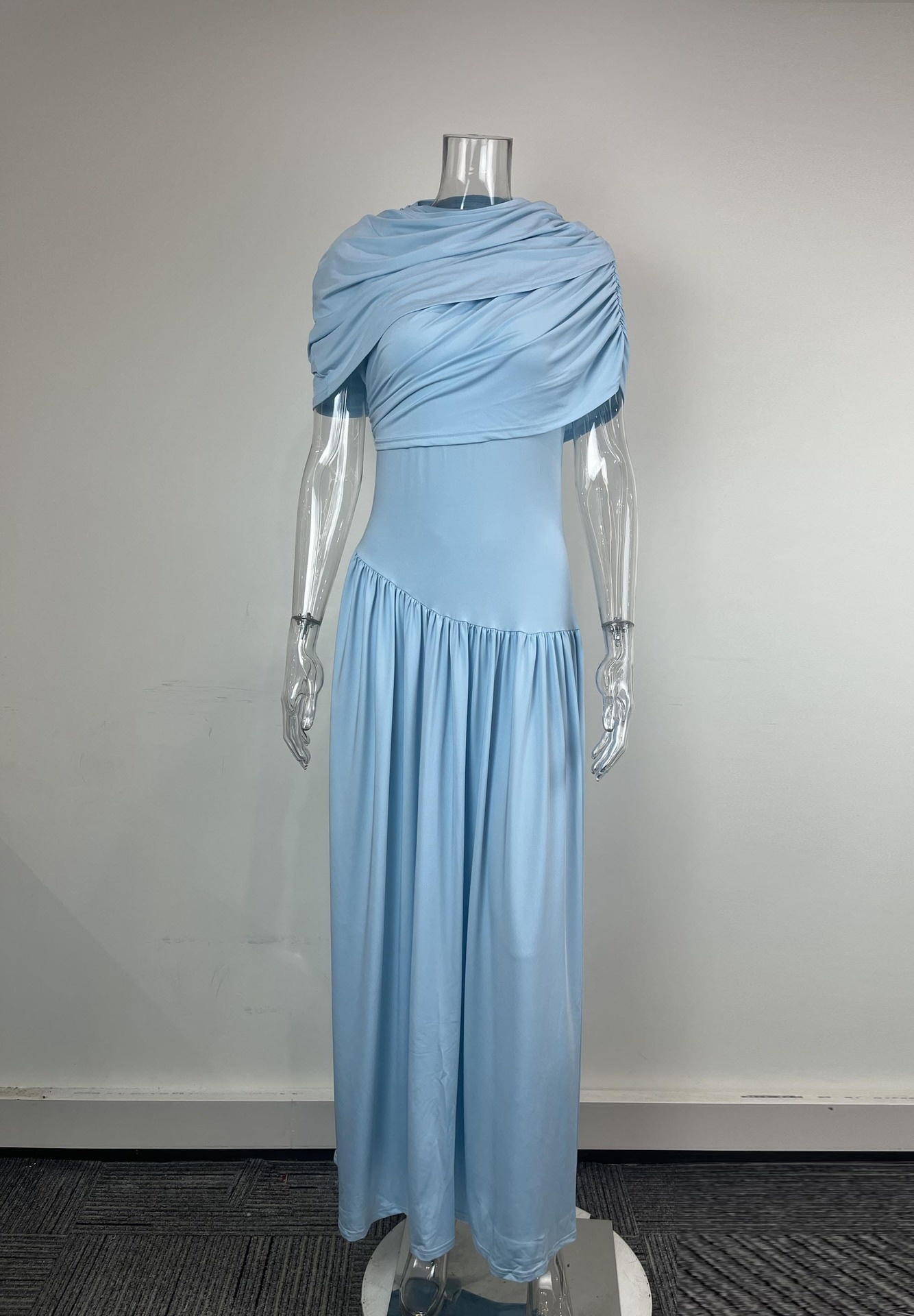 Elegantes Damen Maxikleid Mit Taillierung Und Raffung_voghion.com