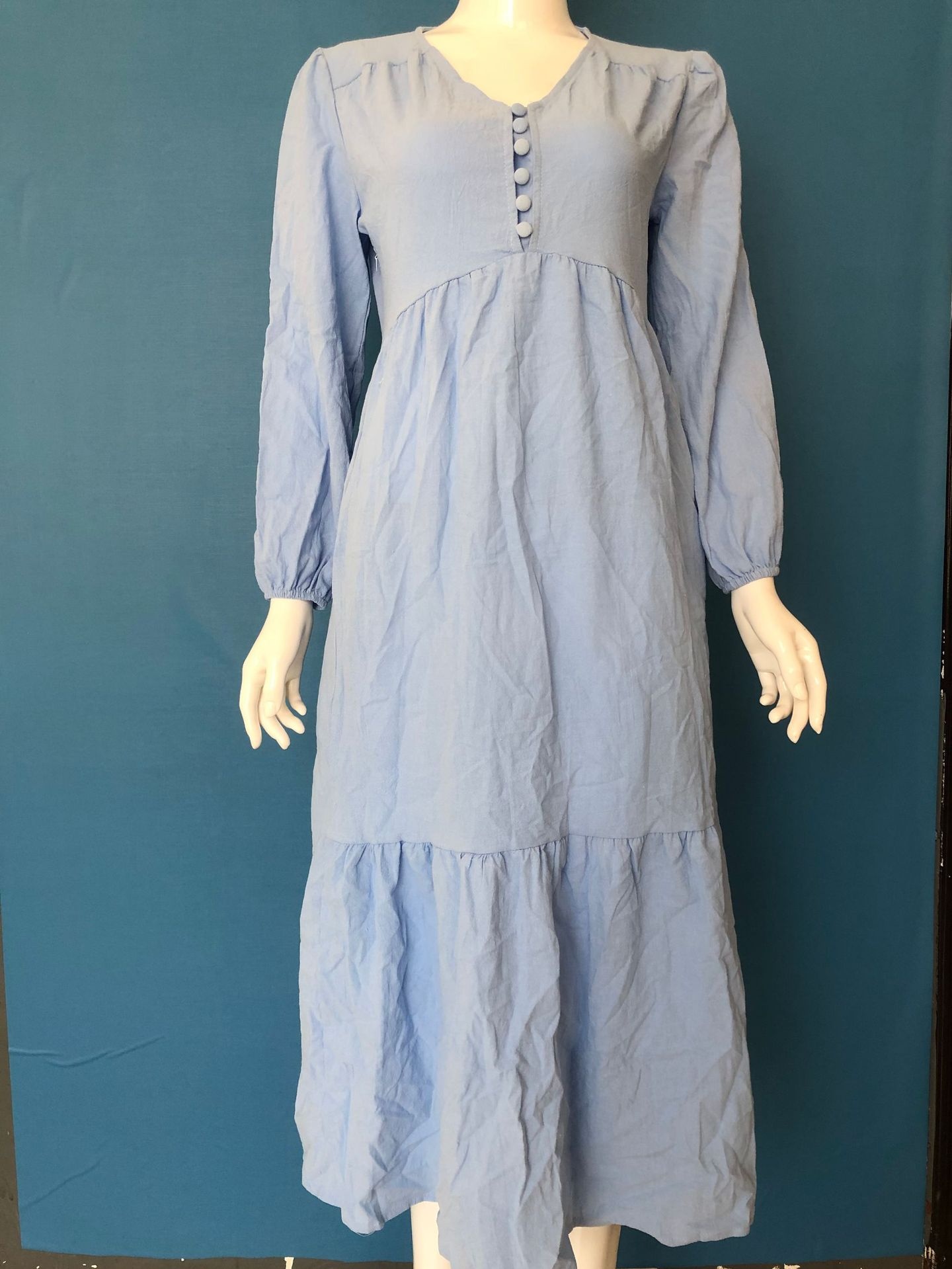 Vintage damklänning i bomull och linne för höst och vinter_voghion.com