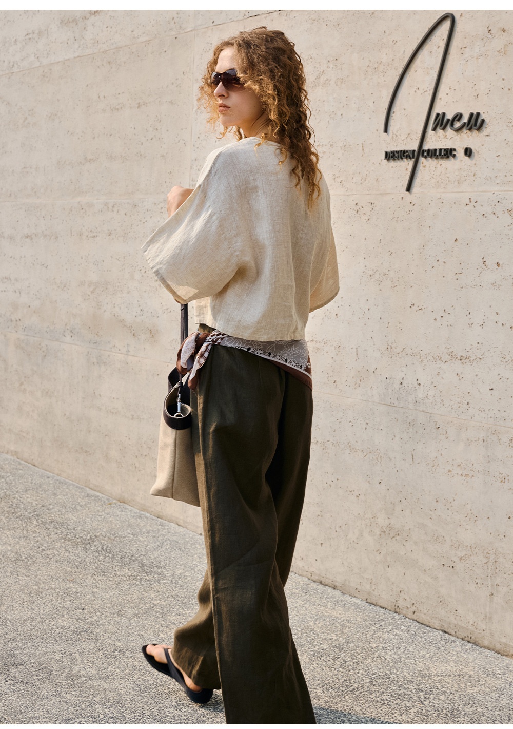 Women's Linen Top Round-neck Drop-shoulder Elegant Summer Blouse_voghion.com