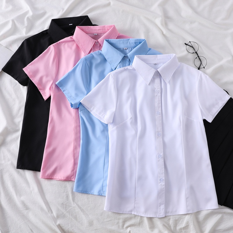 Nuova camicia bianca a maniche corte da donna per l'estate 2020, vestibilità aderente, abbigliamento professionale semplice da ufficio, top slim fit con colletto polo_voghion.com
