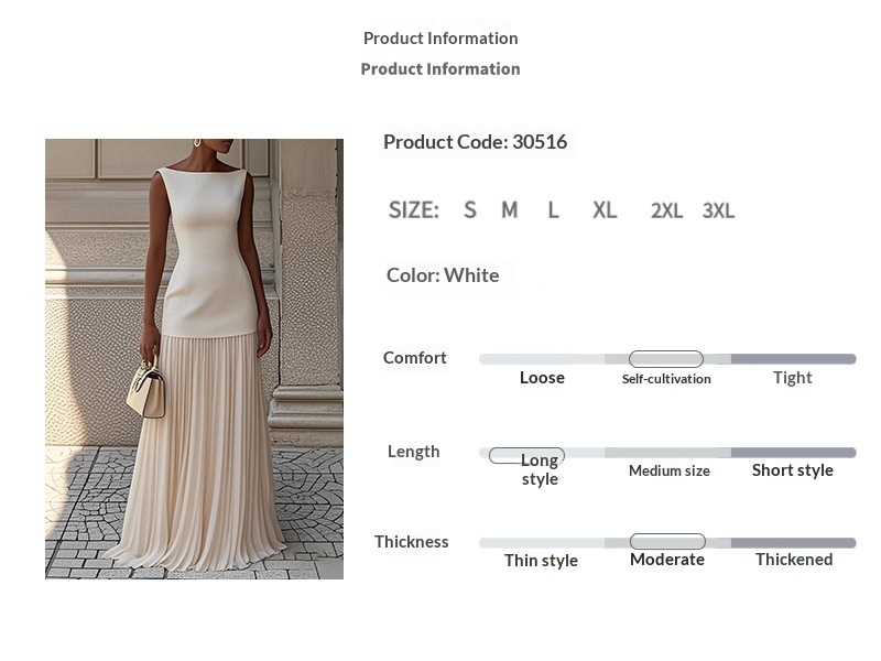 Elegant Women's Dress Slim Fit Pleated Solid Colour Party Gown_voghion.com