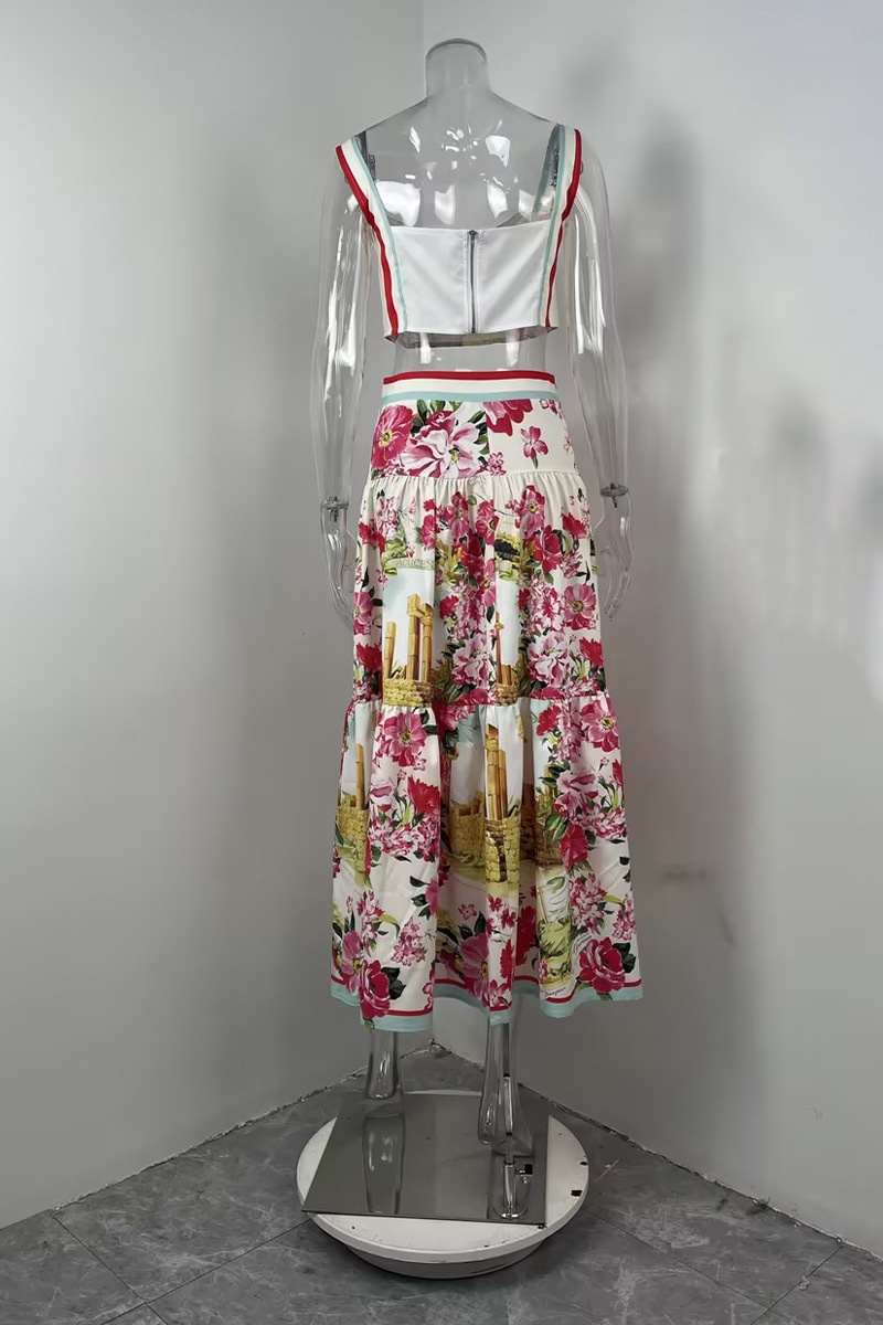 Elegant Women's Two-piece Set Printed Camisole And High-waisted_voghion.com