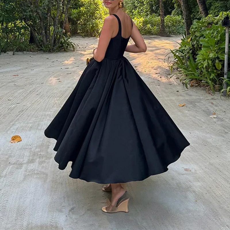 Elegant Square Neck Ruched Waist Dress For Women Plus Size Style_voghion.com