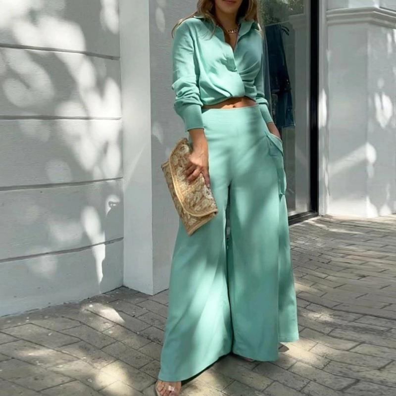 Elegant Women's Clothing Set Solid Colour Loose Commuter Style_voghion.com