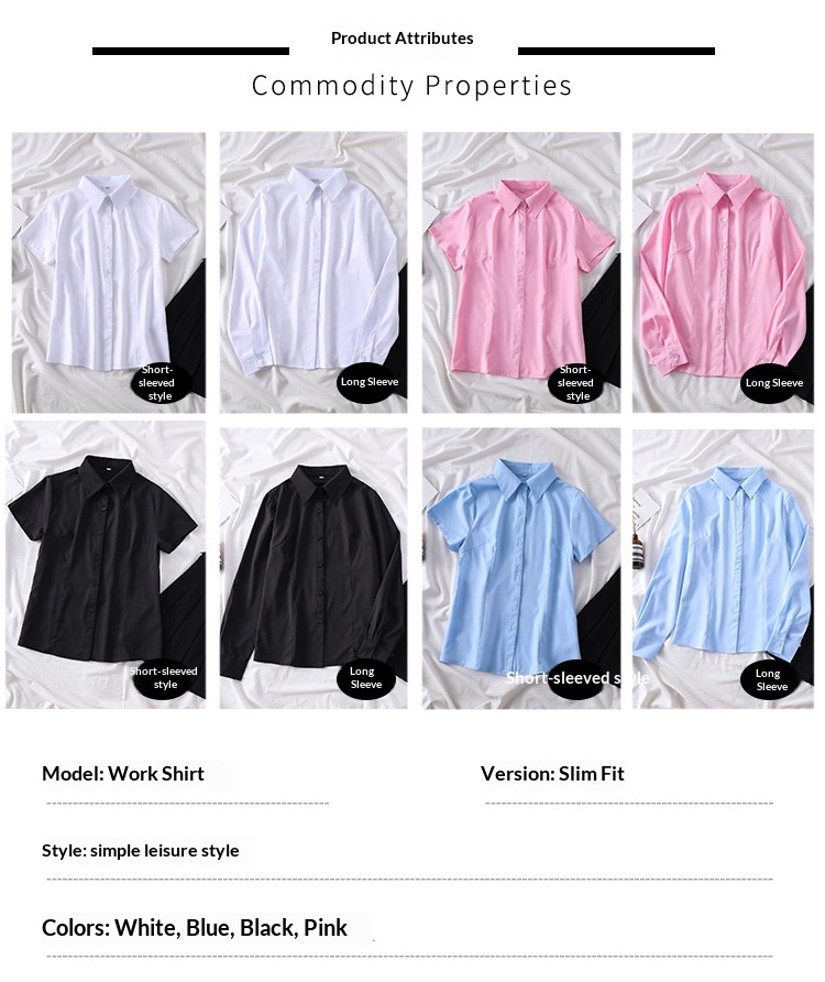 Camicia bianca donna maniche corte blusa slim fit ufficio_voghion.com