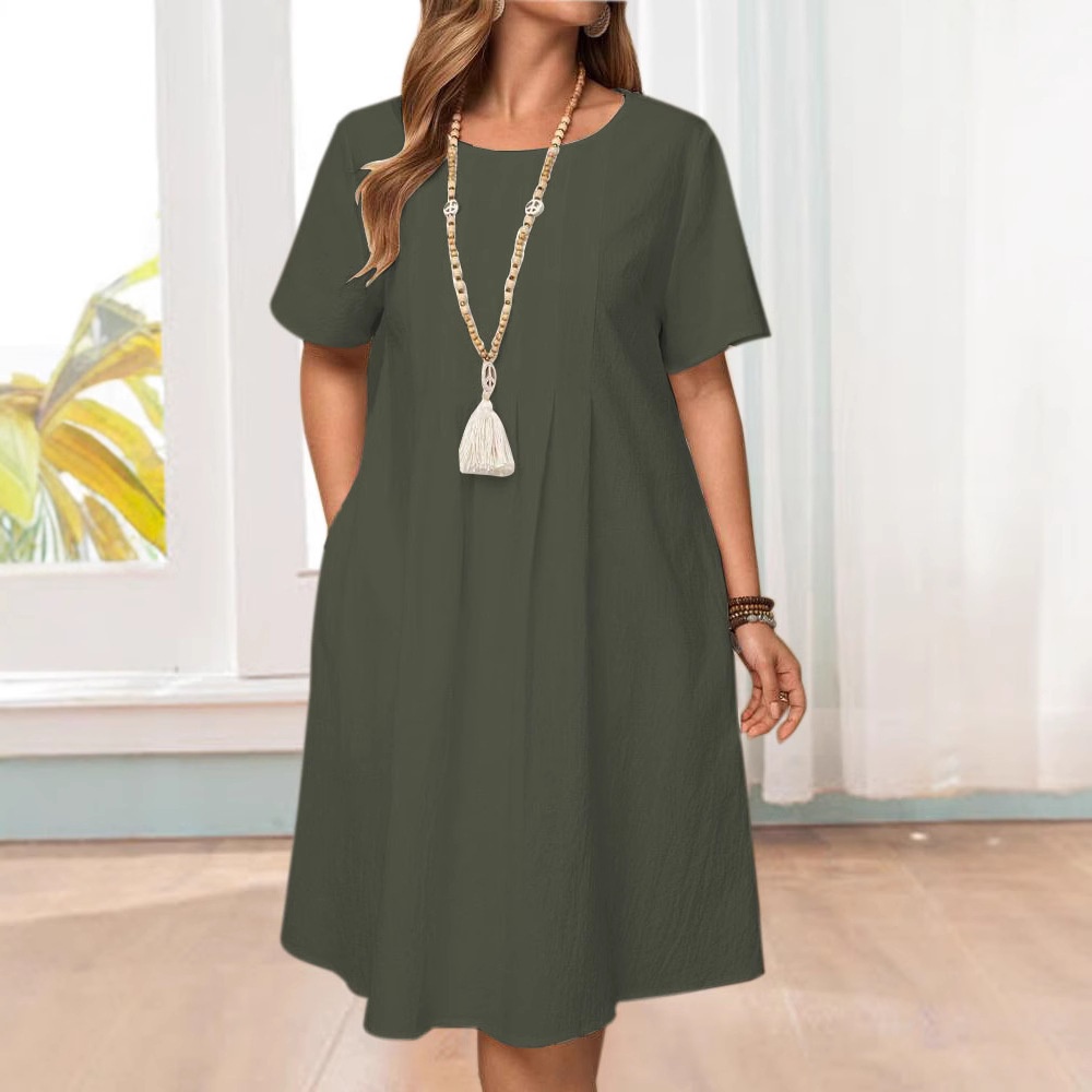 2025 Spring/Summer European And American Cross-Border Independent Station Vintage Loose Pocket Solid Color Round_voghion.com