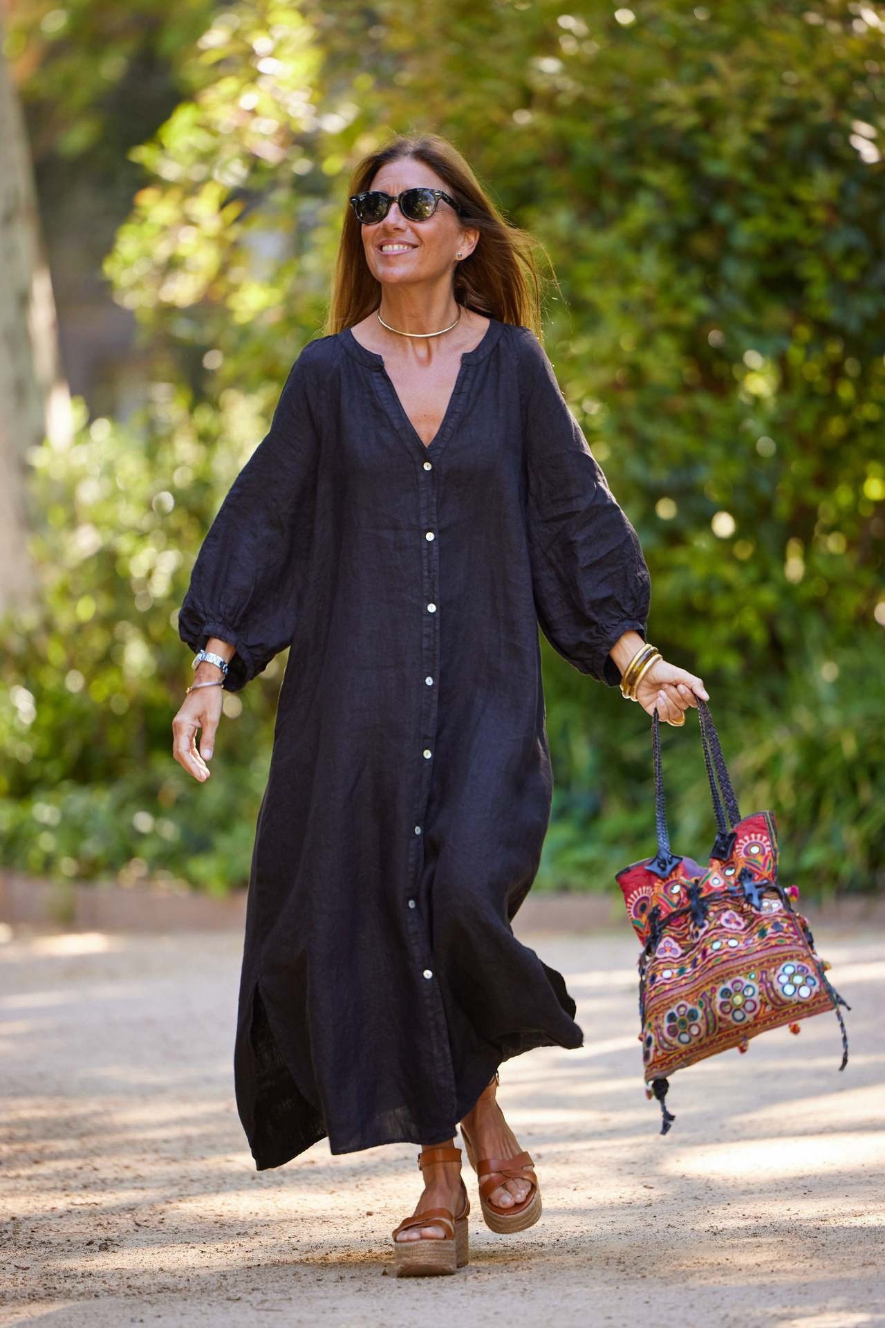 2026 Summer Women's Cotton Linen Long Dress V-neck Shirt Casual Commuting European And American Cross-border Bestseller_voghion.com