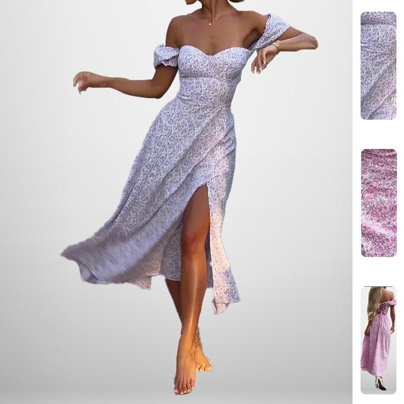 2026 Spring New Cross-Border European And American Women's Elegant Fashion Floral Off-Shoulder Dress For Women_voghion.com
