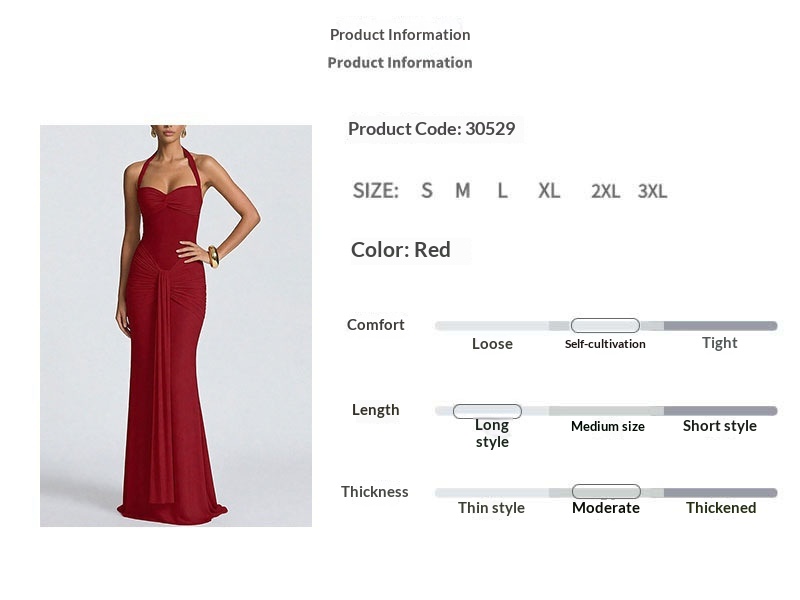 Elegant lång damklänning i mesh med halterneck och passform_voghion.com
