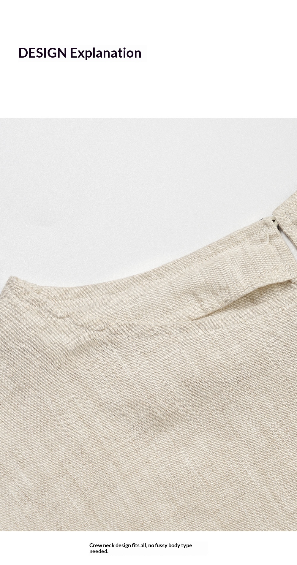 Women's Linen Top Round-neck Drop-shoulder Elegant Summer Blouse_voghion.com